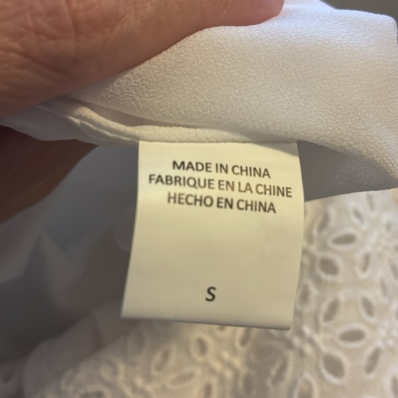 Anthropologie Eyelet Hi Low Empire Waist Blouse by HD in Paris White Size S - Picture 8 of 9